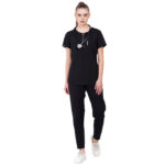 Women Scrub Bottoms Black Slim Fit 4 Pockets in Cotton