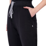 Women Scrub Bottoms Black Slim Fit 4 Pockets in Cotton