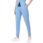 Women Scrub Bottoms Cornflower Blue Slim Fit 4 Pockets in Cotton