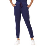 Women Scrub Bottoms Navy Blue Slim Fit 4 Pockets in Cotton