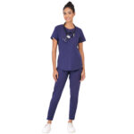 Women Scrub Bottoms Navy Blue Slim Fit 4 Pockets in Cotton