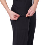 Women Scrub Bottoms Black Slim Fit 6 Pockets in Cotton