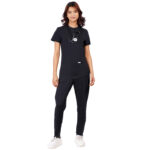 Women Scrub Bottoms Black Slim Fit 6 Pockets in Cotton