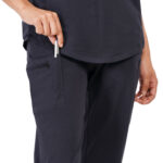 Women Scrub Bottoms Black Slim Fit 6 Pockets in Cotton