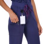 Women Scrub Bottoms Navy Blue Slim Fit 6 Pockets in Cotton