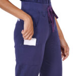 Women Scrub Bottoms Navy Blue Slim Fit 6 Pockets in Cotton