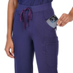 Women Scrub Bottoms Navy Blue Slim Fit 6 Pockets in Cotton