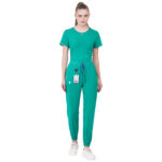 Women Scrub Bottoms Surgical Green Slim Fit 6 Pockets in Cotton