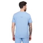 Men Scrub Tops Cornflower Blue V Neck in Cotton