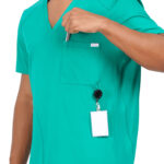 Men Scrub Tops Surgical Green V Neck in Cotton