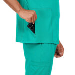 Men Scrub Tops Surgical Green V Neck in Cotton