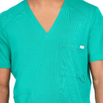 Men Scrub Tops Surgical Green V Neck in Cotton