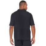 Men Scrub Tops Black Zip Front in Cotton