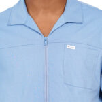 Men Scrub Tops Conflower Blue Zip Front in Cotton