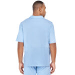 Men Scrub Tops Conflower Blue Zip Front in Cotton