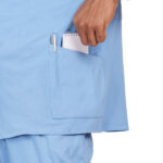 Men Scrub Tops Conflower Blue Zip Front in Cotton