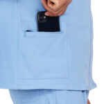 Men Scrub Tops Conflower Blue Zip Front in Cotton