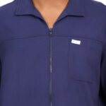 Men Scrub Tops Navy Blue Zip Front in Cotton