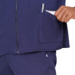 Men Scrub Tops Navy Blue Zip Front in Cotton