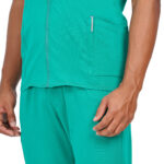 Men Scrub Tops Surgical Green Zip Front in Cotton