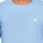 Men Scrub Tops Cornflower Blue Round Neck in Cotton