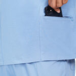 Men Scrub Tops Cornflower Blue Round Neck in Cotton