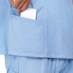 Men Scrub Tops Cornflower Blue Round Neck in Cotton