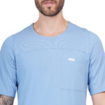 Men Scrub Tops Cornflower Blue Round Neck in Cotton