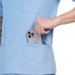 Men Scrub Tops Cornflower Blue Round Neck in Cotton