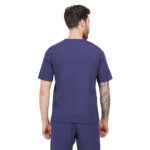 Men Scrub Tops Navy Blue Round Neck in Cotton