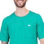 Men Scrub Tops Surgical Green Round Neck in Cotton