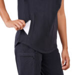 Women Scrub Tops Black Round Neck in Cotton