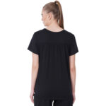 Women Scrub Tops Black Round Neck in Cotton