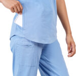 Women Scrub Tops Cornflower Blue Round Neck in Cotton