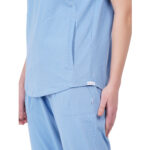 Women Scrub Tops Cornflower Blue Round Neck in Cotton