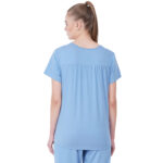 Women Scrub Tops Cornflower Blue Round Neck in Cotton