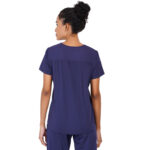 Women Scrub Tops Navy Blue Round Neck in Cotton