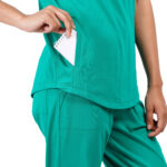 Women Scrub Tops Surgical Green Round Neck in Cotton