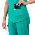 Women Scrub Tops Surgical Green Round Neck in Cotton