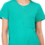 Women Scrub Tops Surgical Green Round Neck in Cotton