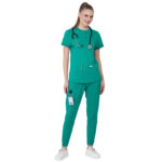 Women Scrub Surgical Green Bottoms Slim Fit 5 Pockets in Cotton