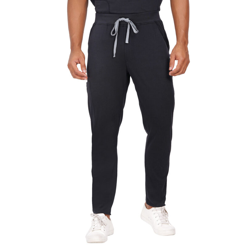 Men Scrub Bottoms Black Slim Fit in Cotton