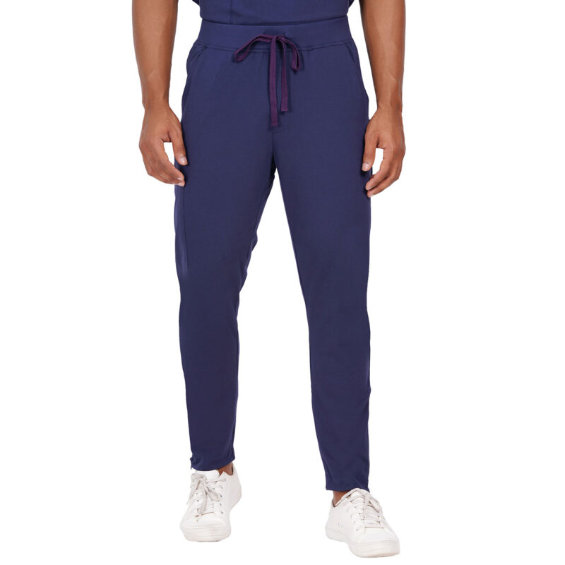 Men Scrub Bottoms Navy Blue Slim Fit in Cotton