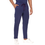 Men Scrub Navy Blue Bottoms Slim Fit in Cotton