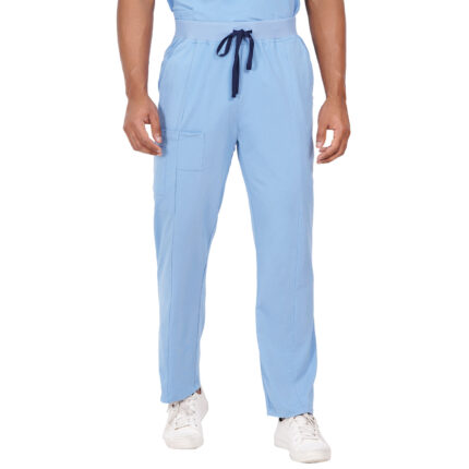 Men Scrub Cornflower Blue Bottoms Regular Fit in Cotton