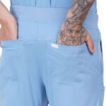 Men Scrub Cornflower Blue Bottoms Relaxed Fit in Cotton