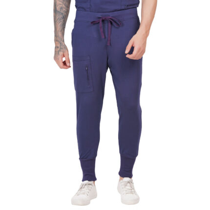 Men Scrub Bottoms Navy Blue Relaxed Fit in Cotton