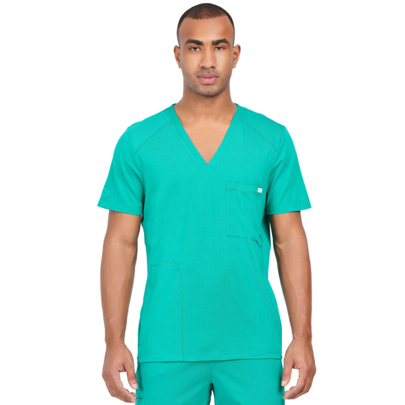 Men Scrub Tops V Neck Surgical Green in Cotton