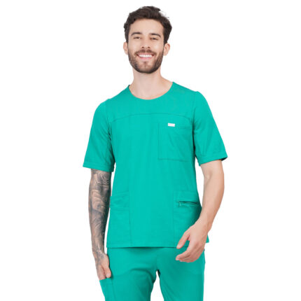 Men Scrub Tops Round Neck in Cotton