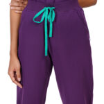 Women Scrub Bottoms Aubergine Slim Fit 4 Pockets in Polyester